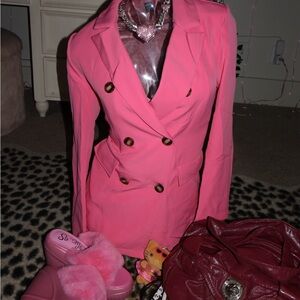Pink Double-Breasted Women's Blazer
